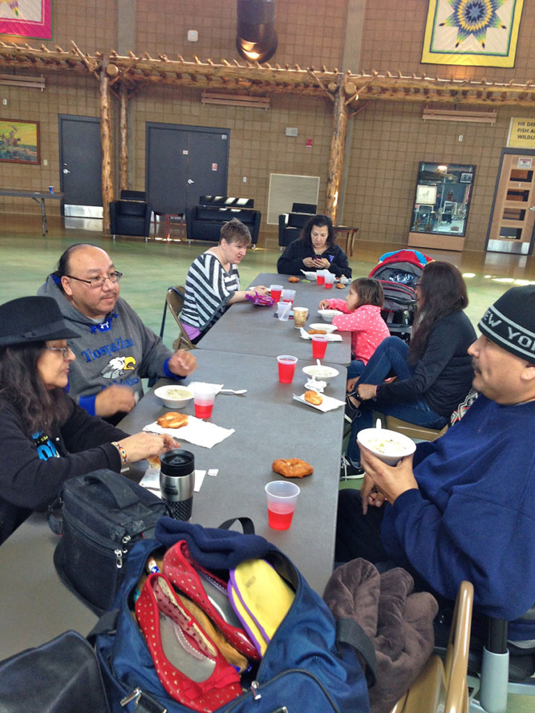 Lunch with traditional native soup, frybread and Norwegian pastries